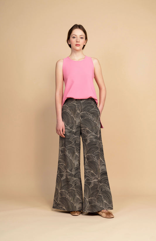 GABARDINE TRUMPET PANTS