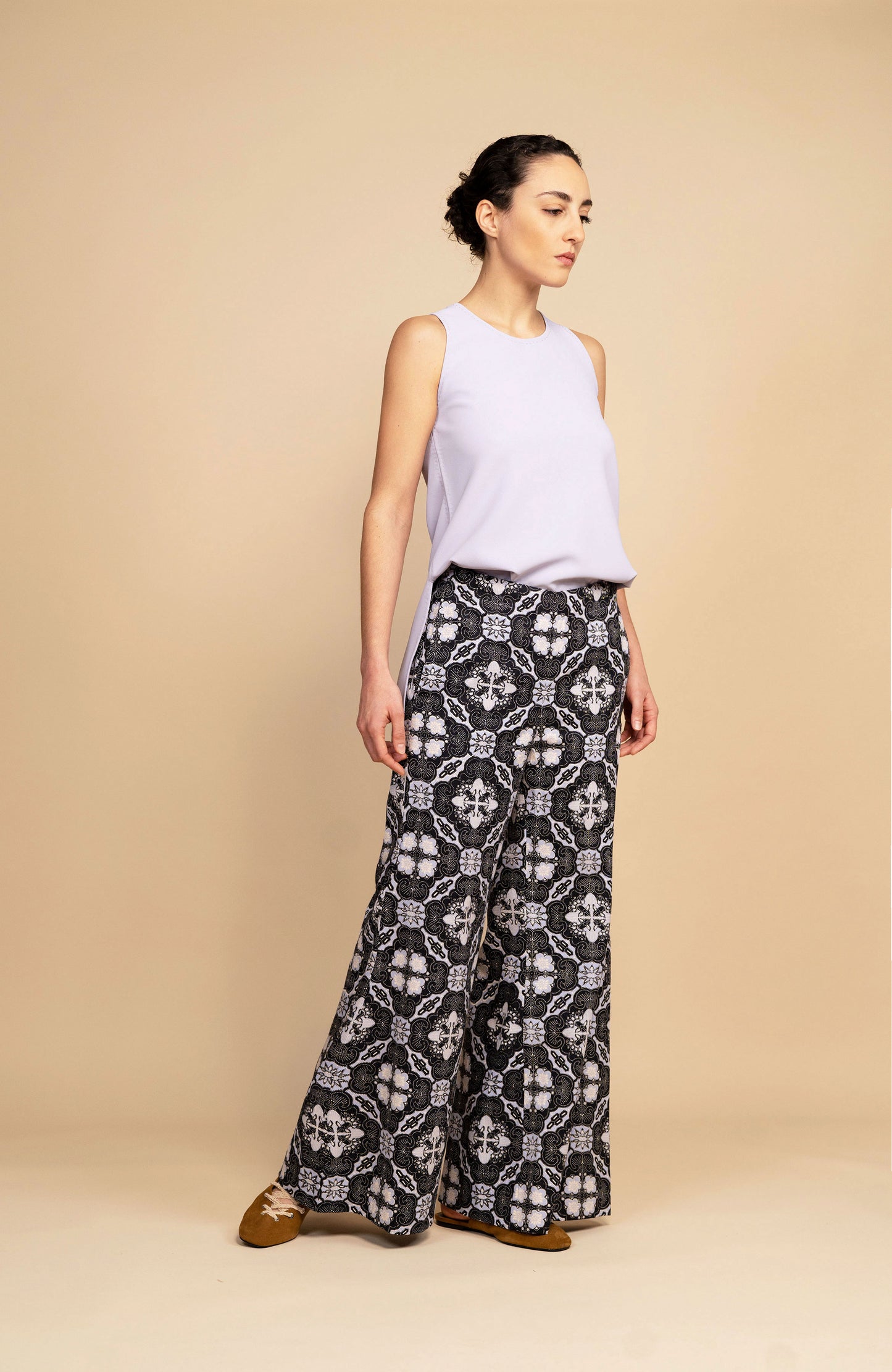 GABARDINE TRUMPET PANTS