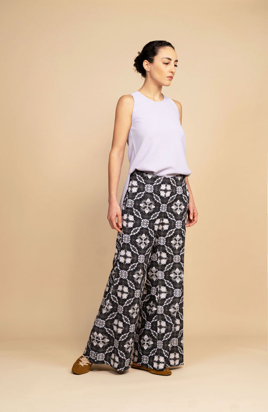 GABARDINE TRUMPET PANTS