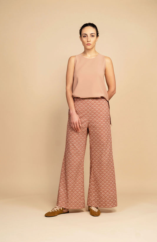 GABARDINE TRUMPET PANTS