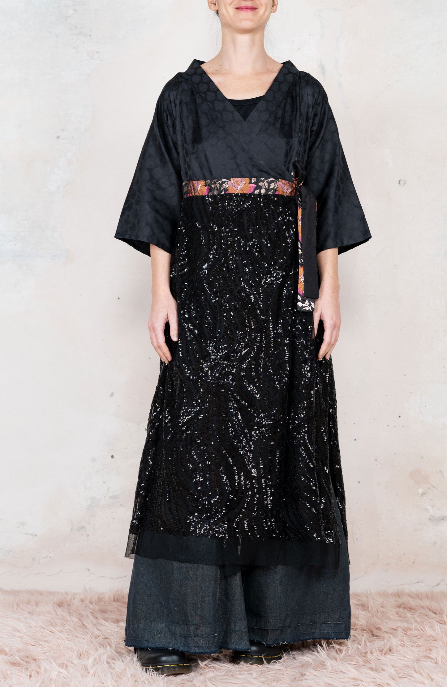 INDIAN FLOWER LONG DRESS COAT