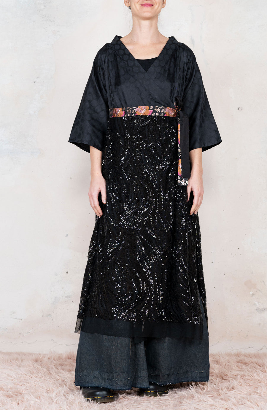 INDIAN FLOWER LONG DRESS COAT