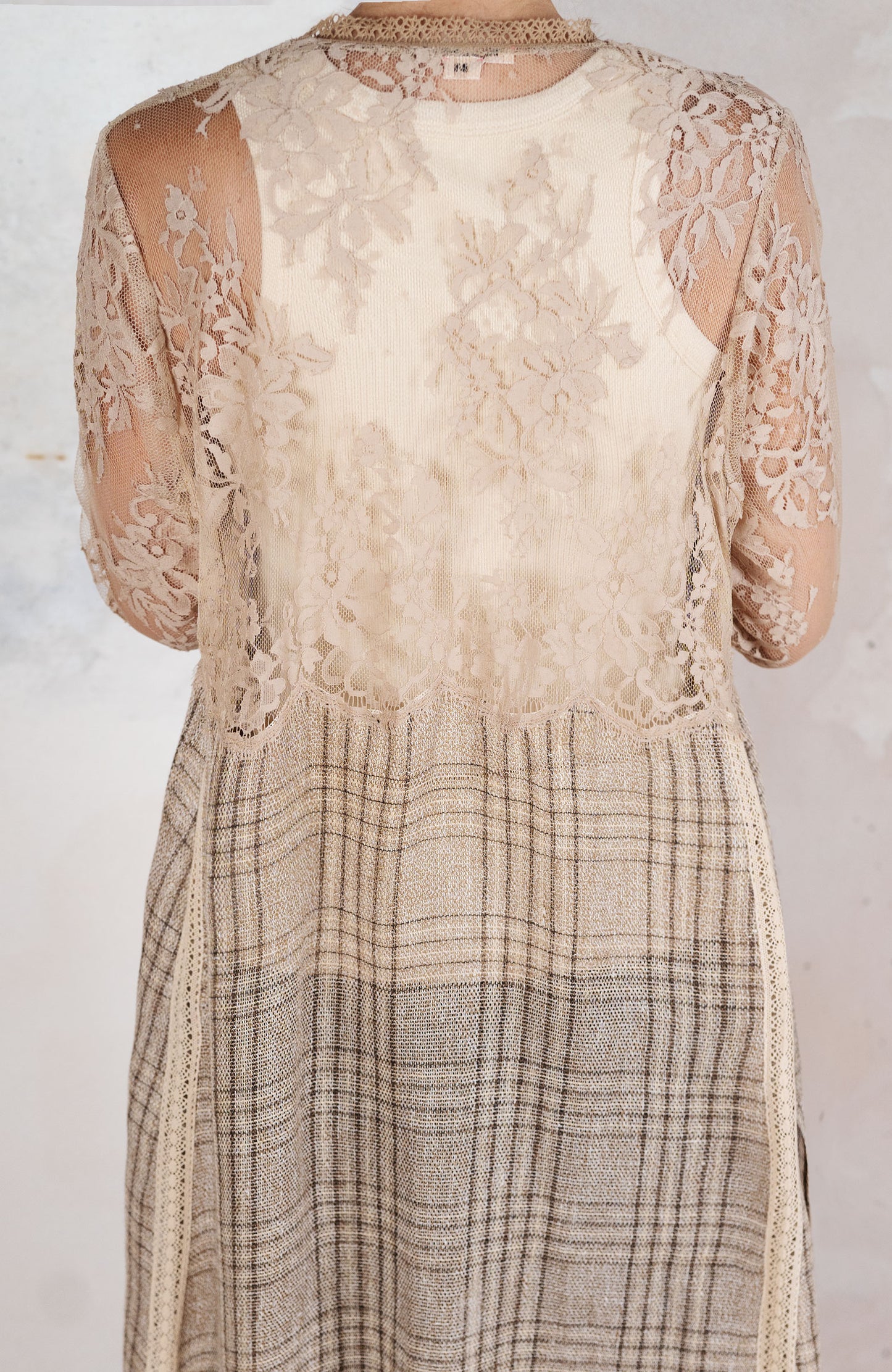 LACE&SCARF V-NECK INCROSTATO COAT