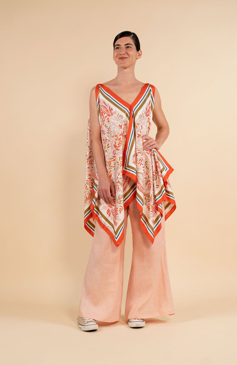 GORGEOUS FOULARD SILK TOP — Petali di Fuoco